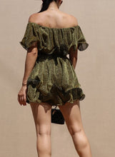 Load image into Gallery viewer, Stretch Off Shoulder Romper - Gold
