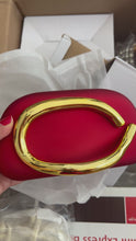 Load and play video in Gallery viewer, Satin Clutch with Gold Metal Handle – Detachable Chain
